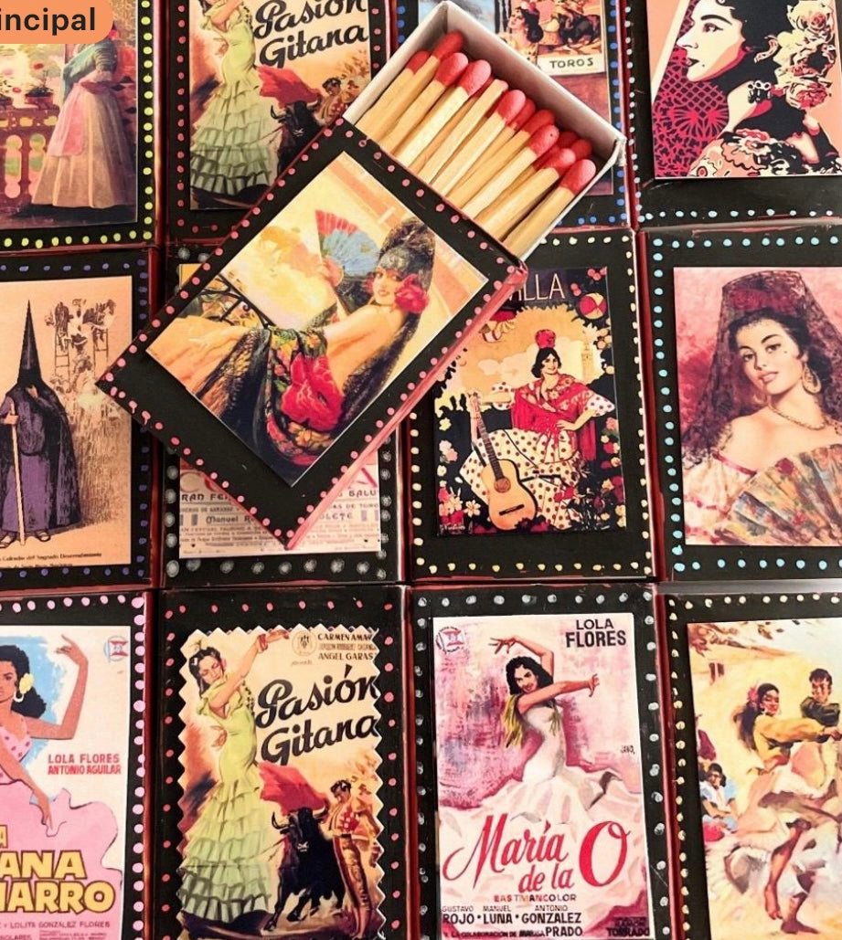 Lote 10  units set cajitas de fósforos ESPAÑA FIESTA FLAMENCO detalles para su Fiesta Boda invitados Celebracion souvenir chuchería