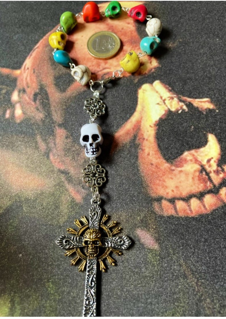 Mexican Rosary Santa Muerte for mirror car or pocket